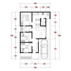 Architecture plan with furniture. home floor plan, isolated on white background, stock illustration.	