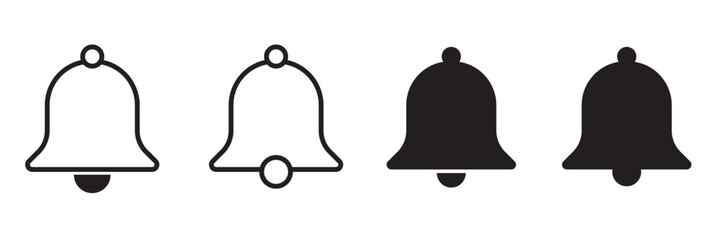 Notification bell icon set. New message notification icons collection. Vector Illustration.