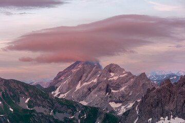 Sunset Over the Lünersee in the Rätikon Range