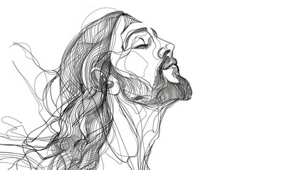 Abstract Sketch of Jesus Christ with Crown of Thorns
