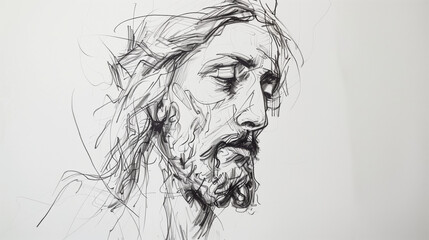 Abstract Sketch of Jesus Christ with Crown of Thorns
