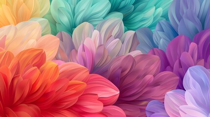 Obraz premium Rainbow color gradient background with blooming flowers Abstract art