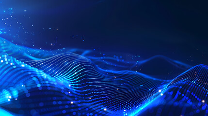 Abstract blue digital background with dots and waves