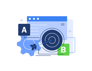 Fototapeta premium Concept of A B Testing,User Feedback,Bug Fixing,Comparison Process, Mobile and Desktop Application Development