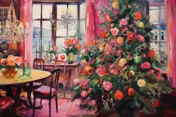 Christmas atmosphere architecture furniture flower.