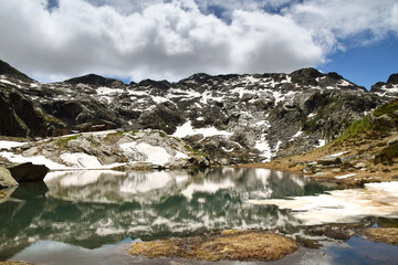 Lake Barma, an enchanting alpine lake, located under the hill of the same name in the Aosta valley