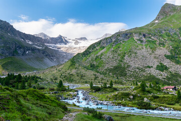Scenic Zemmbach River Valley in Zillertal Alps