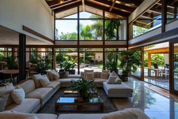 Fototapeta premium A family-oriented home with a well-planned layout and warm design emphasizes comfort, functionality, and togetherness.