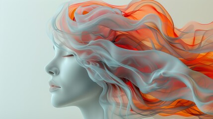 Abstract Portrait with Flowing Fabric