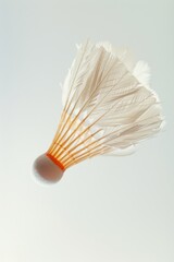 Close-up of a badminton ball against a white background