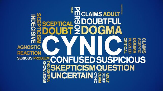 Cynic animated word cloud;text design animation tag kinetic typography seamless loop.