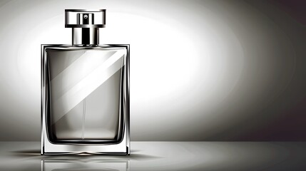 Glass Perfume Bottle on White Background.