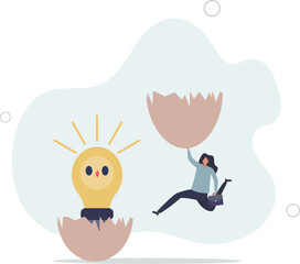 New creative idea, innovation or solution for business, entrepreneurship or startup idea, creation or discovery concept.flat design.illustration with people.