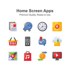 Visually perfect home screen apps icons set, ready to use and download
