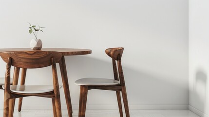 Minimalist Dining Area with Wooden Table and Chairs