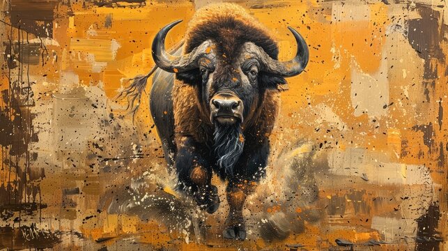 Bison looking into the distance