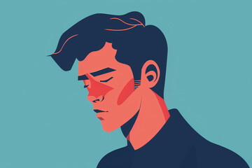 Portrait of sad man, modern simple flat design illustration