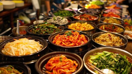 Obraz premium Korean BBQ offers portable stoves for table side cooking