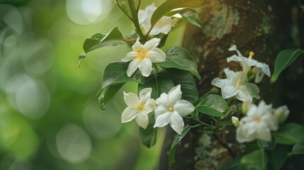 Jasmine growing on a tree