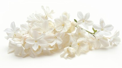 Jasmine flowers in white set against white backdrop