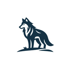 flat vector logo of a wolf.