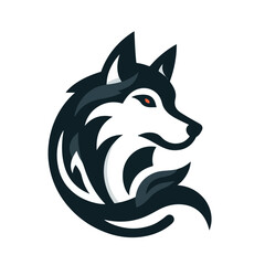 flat vector logo of a wolf.