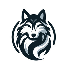 flat vector logo of a wolf.