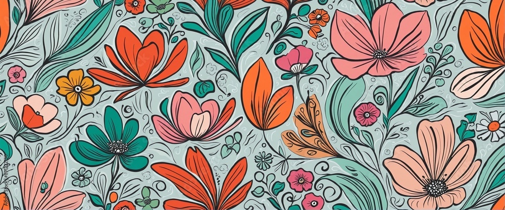 Sticker Abstract floral print illustration 