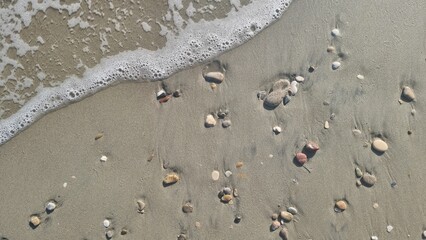 beach pebbles mytikas beach in preveza greece summer holidays