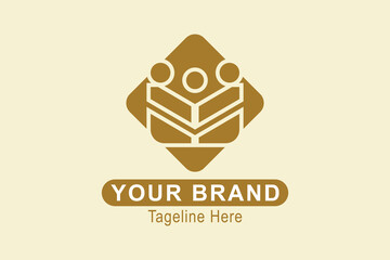 Teamwork logo. letter M abstract logo with peoples. initials letter logo concept. creative logo professional. simple design editable