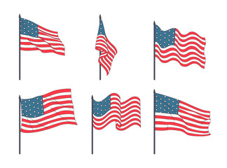 United states of america flag pole . Cartoon style Vector .