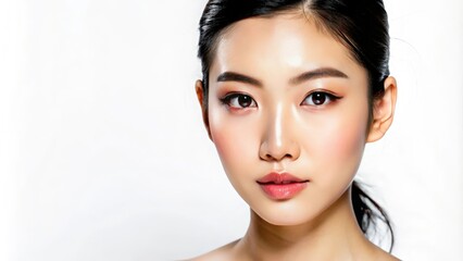 Fototapeta premium Close-up portrait of an anonymous young Asian woman with flawless skin.