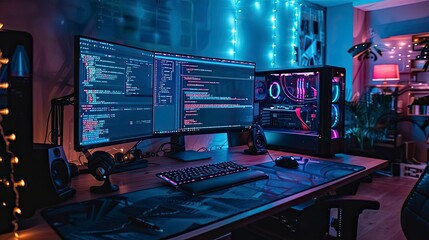 A time-lapse photo showing the progression of coding on a screen, from an empty editor to a completed project.