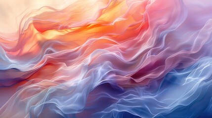 Obraz premium Close-up of a colorful, translucent fabric with a gradient of orange, pink, and blue