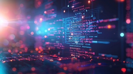 A digital concept showing code transforming into a finished product, like a website or application, demonstrating the end-to-end coding process.