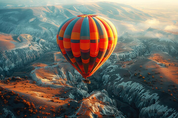 Obraz premium Balloons over Cappadocia in Turkey, beautiful scenery.