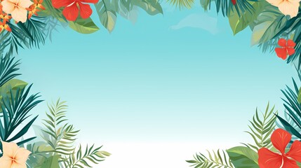 Naklejka premium A beautiful sunset over the ocean, framed by silhouettes of palm trees