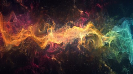 Fototapeta premium A colorful wave of light that is orange, blue, and green