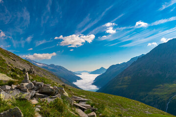 Alpine Lake in the Sunlight: Stunning View of the Schlegeis Reservoir