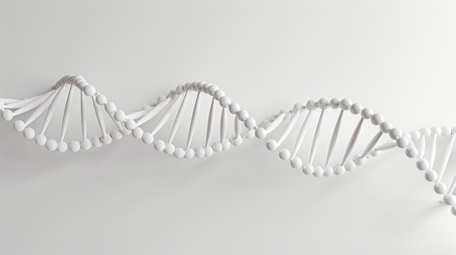 A white DNA strand is shown in a close up
