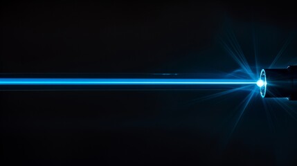 A blue light is shooting out of a gun