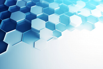 Abstract blue hexagons pattern background for design.Hi-tech science and research concept innovation.