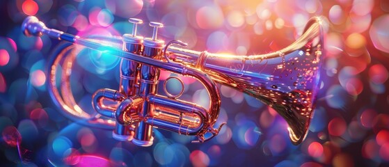 Golden Trumpet with Vibrant Bokeh Background