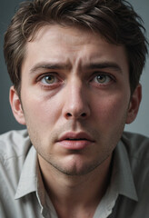 Obraz premium Despair: Hopeless expression, staring into the abyss. 