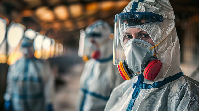 Portraits of Protection: Hazmat-Clad Individuals Guarding Against Infectious Diseases
