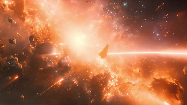 Spacecraft Battle in a Nebula