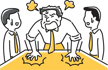 机を叩いて怒る上司