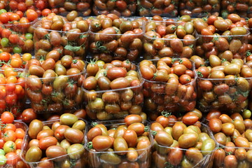 Vegetables and fruits are sold at a bazaar in Israel.