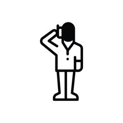 Black solid icon for talking on phone