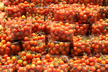 Vegetables and fruits are sold at a bazaar in Israel.